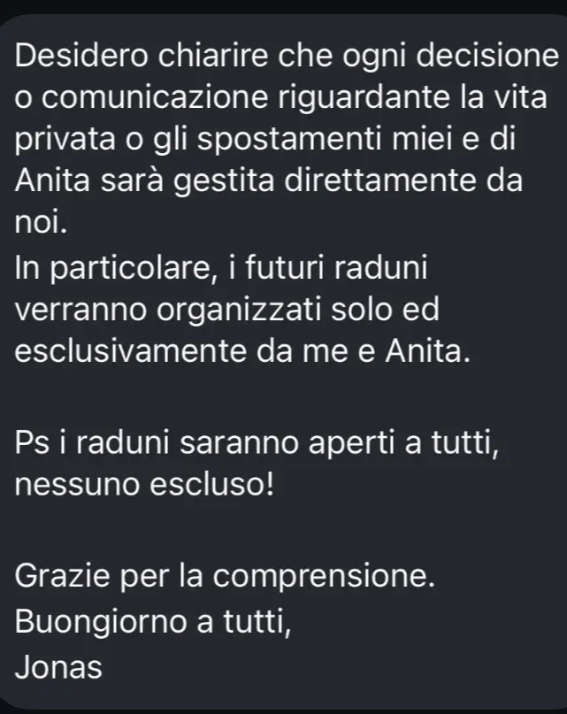 Comunicato ufficiale Jonas Pepe