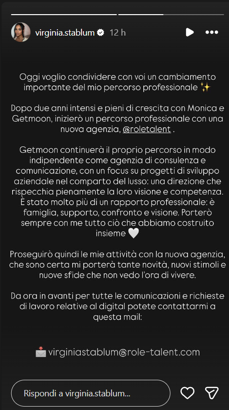 Virginia Stablum comunicato ufficiale
