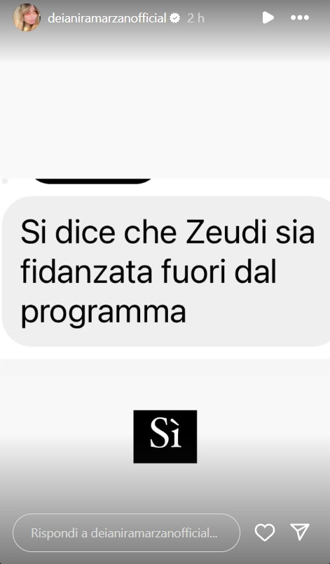 Deianira Marzano svela: Zeudi Di Palma è fidanzata