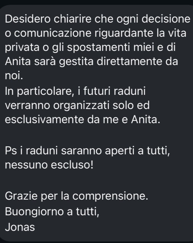 Comunicato ufficiale Jonas Pepe