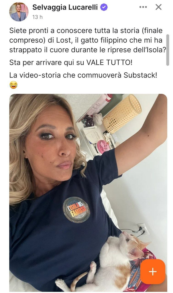 Selvaggia Lucarelli e l'incontro con il suo gatto Lost